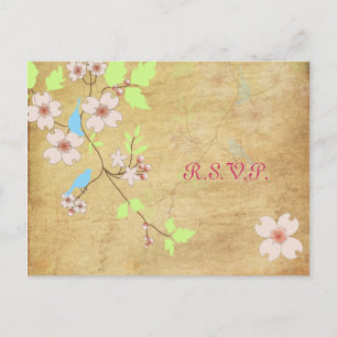 PixDezines Vintage Love Birds RSVP postcards