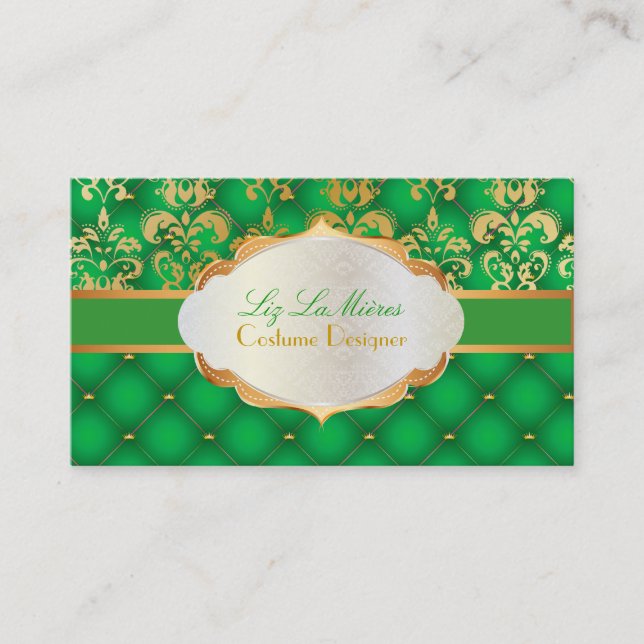 PixDezines vintage lys damask Business Card (Front)