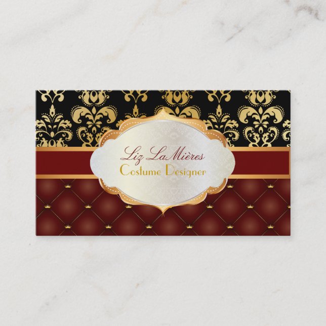 PixDezines vintage lys damask Business Card (Front)