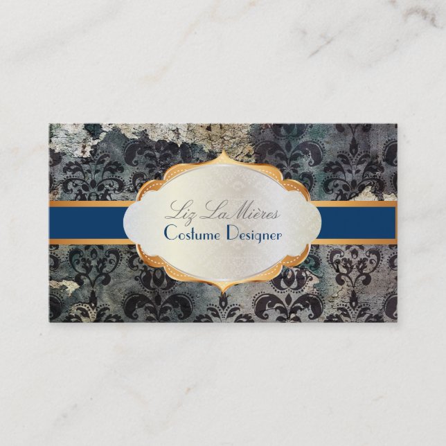 PixDezines vintage lys damask wallpaper/diy colour Business Card (Front)