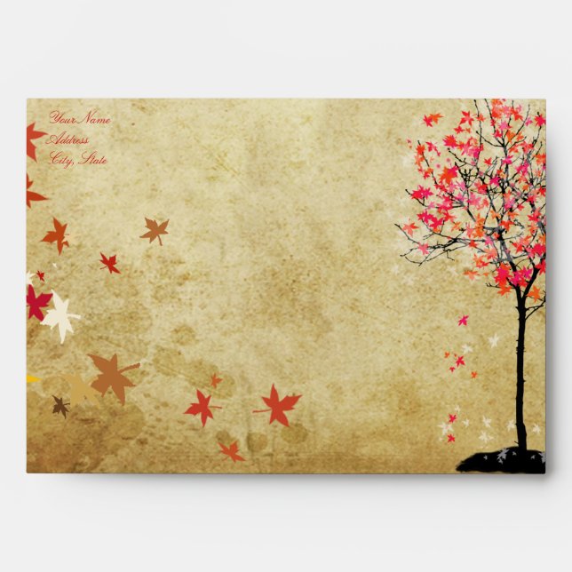 PixDezines vintage maple tree/pink+orange Envelope (Front)