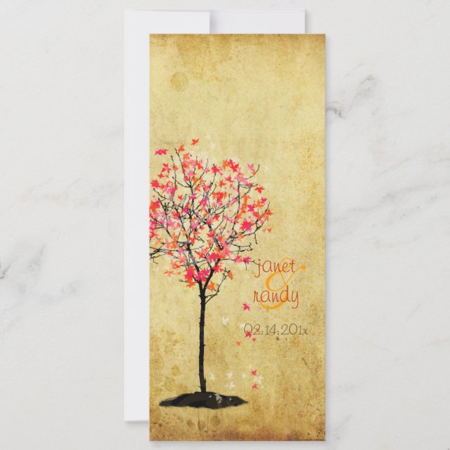 PixDezines vintage maple tree/pink+orange Invitation (Front)