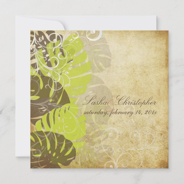 PixDezines vintage monstera+swirls/diy background Invitation (Front)