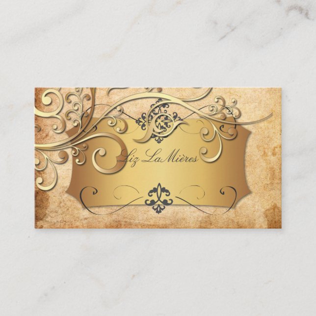 PixDezines VINTAGE ORNAMENTAL SWIRLS/FILIGREE Business Card (Front)