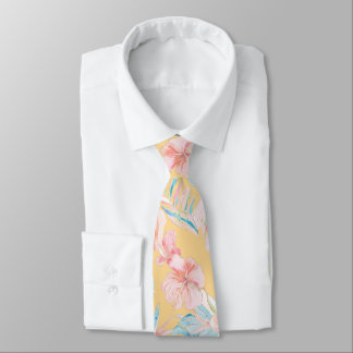 PixDezines Vintage Pastel H2 Hawaii Floral Foliage Tie