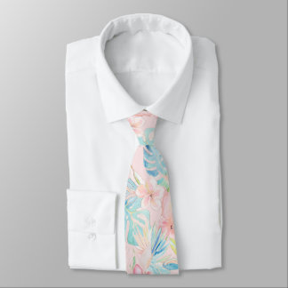 PixDezines Vintage Pastel H2 Hawaii Floral Foliage Tie