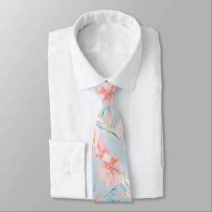 PixDezines Vintage Pastel H2 Hawaii Floral Foliage Tie