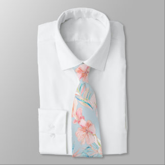 PixDezines Vintage Pastel H2 Hawaii Floral Foliage Tie