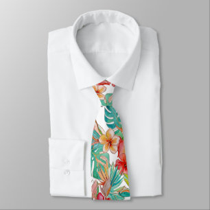 PixDezines Vintage Pastel H2 Hawaii Floral Foliage Tie