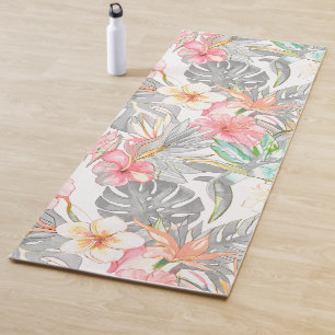 PixDezines Vintage Pastel H2 Hawaii Floral Foliage Yoga Mat