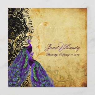 PixDezines vintage peacock+lace+filigree swirls Invitation
