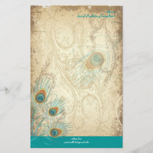 PixDezines vintage peacock, SEO/DIY colour Stationery