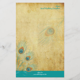 PixDezines vintage peacock, SEO/DIY colour Stationery