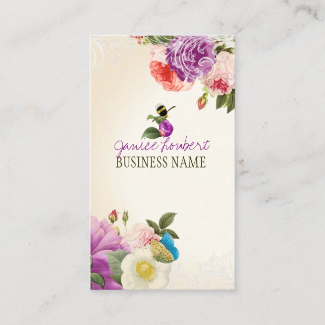 PixDezines vintage peonies/DIY background Business Card (Front)