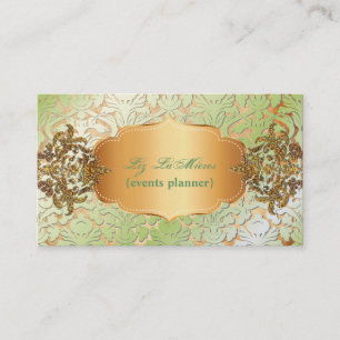 PixDezines vintage peridot green fidora damask Business Card