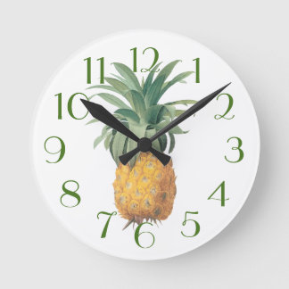 PixDezines Vintage Pineapple/DIY Colour/Font Round Clock