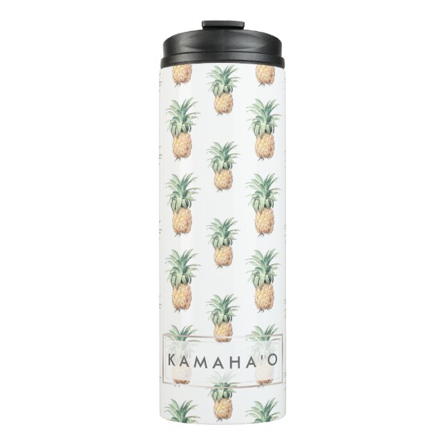 PixDezines Vintage Pineapples Pattern Thermal Tumbler (Front)