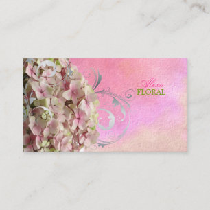 PixDezines vintage pink hydrangeas/florists Business Card