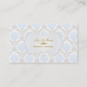 PixDezines vintage piqué damask/blue+grey Business Card