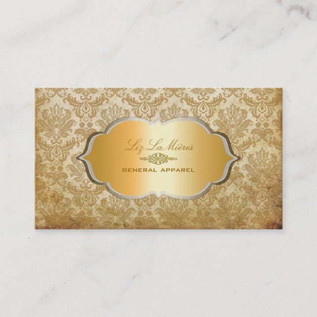PixDezines vintage piqué damask Business Card (Front)