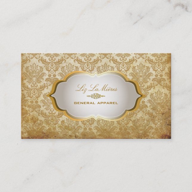 PixDezines vintage piqué damask Business Card (Front)