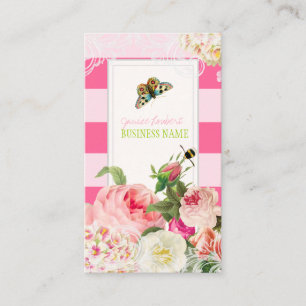 PixDezines vintage primrose, peonies/DIYstripes Business Card