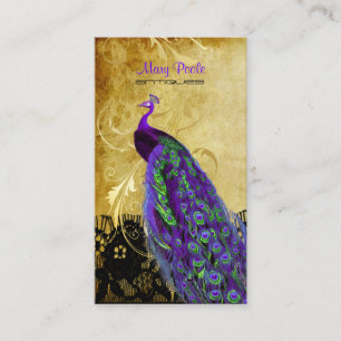 PixDezines vintage purple peacock+lace/diy fonts Business Card