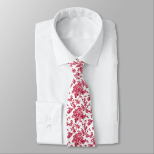 PixDezines Vintage Red Toile Roses Tie