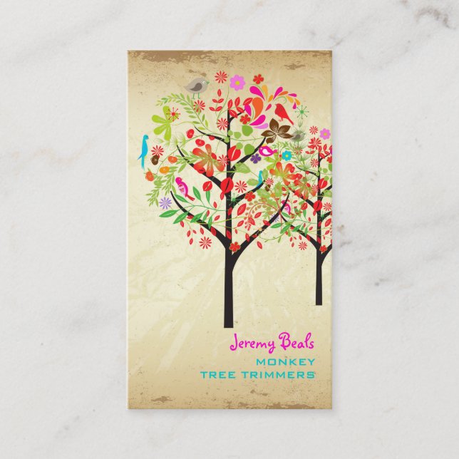 PixDezines Vintage Retro Tree Trimmers ♥♥♥♥ Business Card (Front)