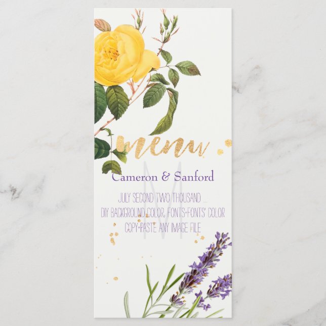 PixDezines Vintage Roses/Lavender/Menu Menu (Front)