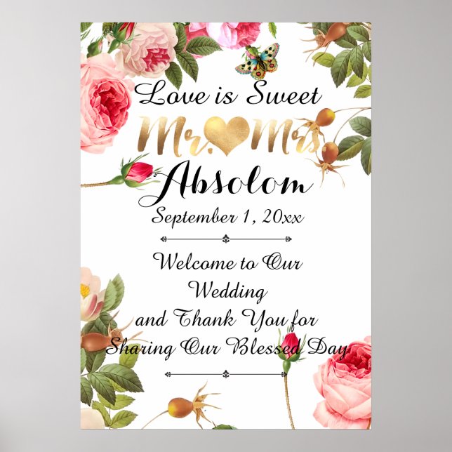 PixDezines Vintage Roses/Reception Poster (Front)