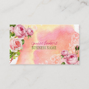 PixDezines vintage roses/watercolor Business Card