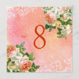 PixDezines vintage roses/watercolor/table numbers Invitation