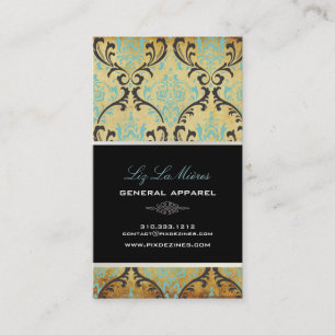 PixDezines Vintage Rossi Damask/black+blue Business Card