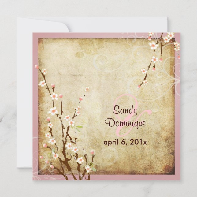 PixDezines Vintage Sakura, DIY colours! Invitation (Front)