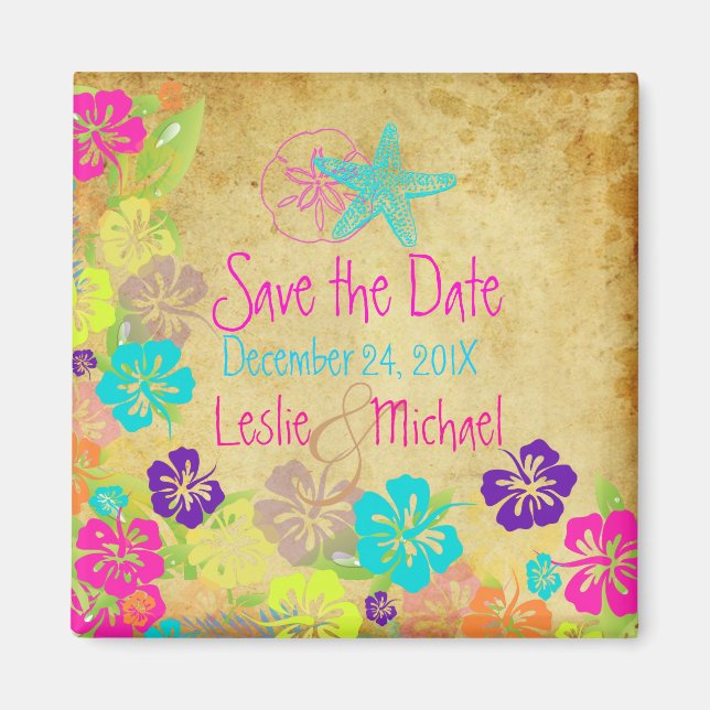 PixDezines Vintage starfish, Save the Date Magnet (Front)