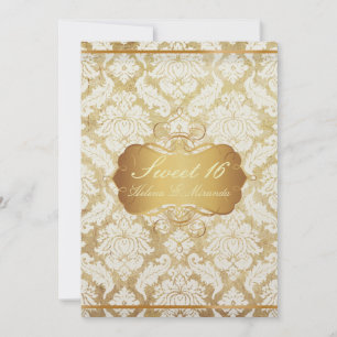 PixDezines Vintage Sweet 16/venezia damask Invitation