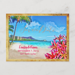 PixDezines vintage waikiki/diamond head/plumeria Postcard