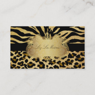 PixDezines vintage zebra+leopard Business Card