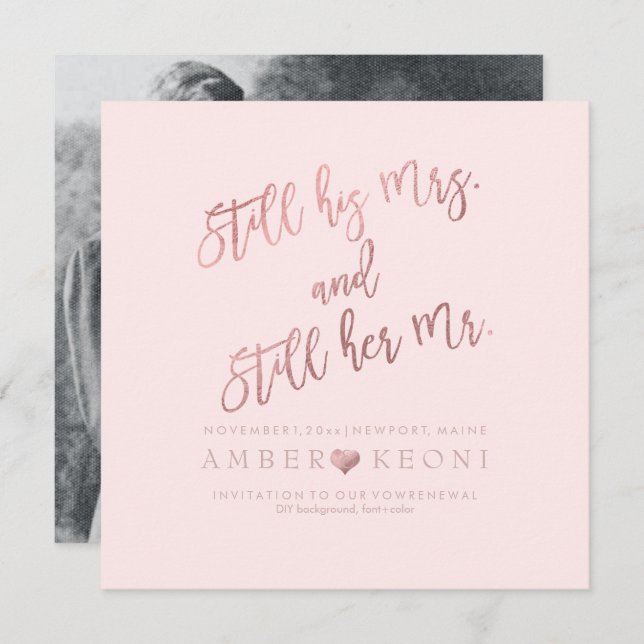 PixDezines Vow Renewal/Faux Rose Gold/DIY bckgrnd Invitation (Front/Back)