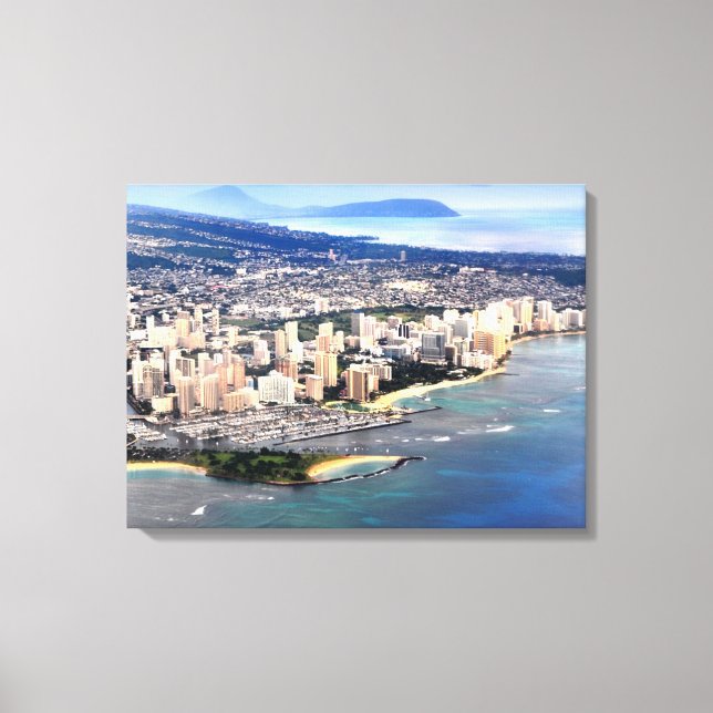PixDezines Waikiki from window seat.. Canvas Print (Front)
