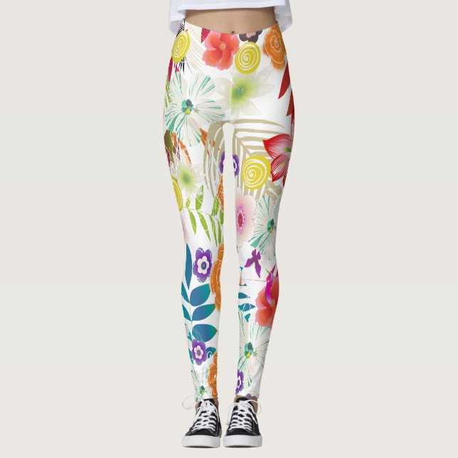 PixDezines Wailea/Hibiscus/DIY Bckgrnd Leggings (Front)