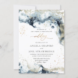 PixDezines Watercolor Abstract Ocean Gold Seafoam Invitation