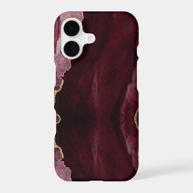 PixDezines WATERCOLOR AGATE BURGUNDY iPhone Case (Back)
