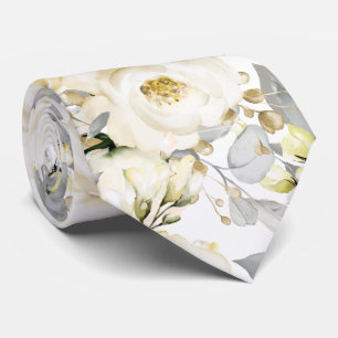 PixDezines Watercolor Alabaster Roses Neck Tie