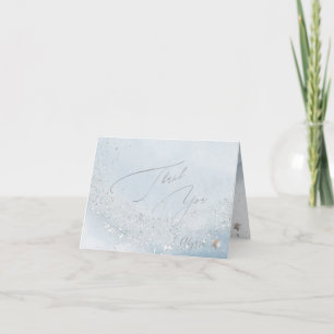 PixDezines Watercolor Alcohol Ink Blue Bat Mitzvah Thank You Card