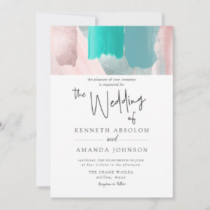 PixDezines Watercolor Aqua Rose Gold Sage Teal Invitation