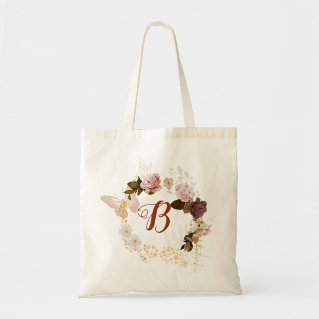 PixDezines Watercolor Autumn Flowers Bridal Shower Tote Bag (Front)