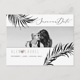 PixDezines Watercolor Black Palms, Save the Date Postcard
