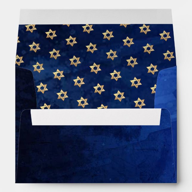 PixDezines Watercolor Blue Bar Mitzvah Envelope (Back (Bottom))